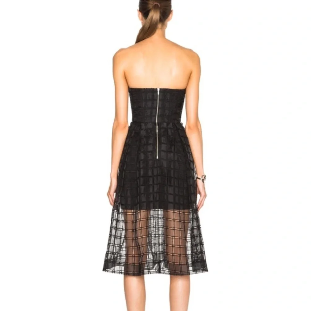 NICHOLAS  Holiday Window Lace Bustier Black Strapless Mesh Dress With Pockets - Picture 10 of 16